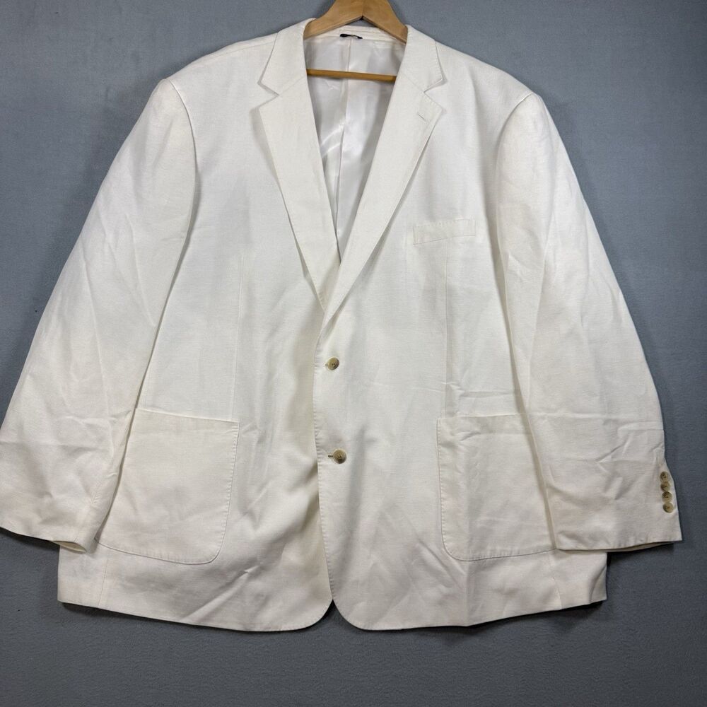 Oak Hill DXL Big & Tall Mens 4XLT White Linen Blend Blazer Sport Coat 58/60L